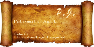 Petrowits Judit névjegykártya